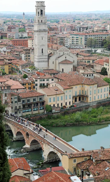Верона Сіті Півночі Італії Річки Адіж Моста Старого Каменю — стокове фото