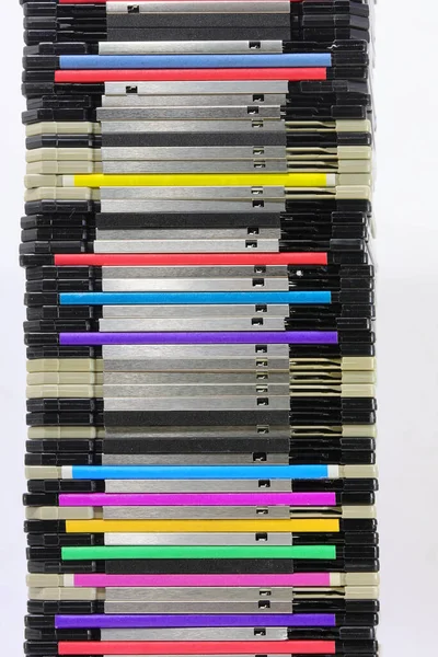 Színes Régi Floppy Lemezek Tárolására Használt Adatok Számítógépes Programok 2000 — Stock Fotó