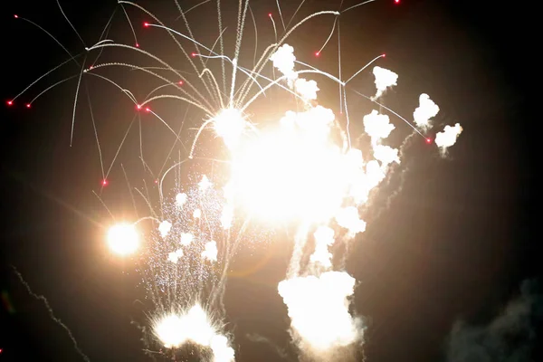 Mnoho Třpytivých Ohňostrojů Explodovalo Obloze Během Oslav Státního Svátku — Stock fotografie