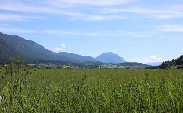 Αυστριακό Τοπίο Των Ευρωπαϊκών Άλπεων Και Κοιλάδα Καλοκαίρι — Φωτογραφία Αρχείου