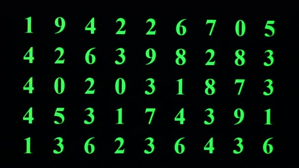 Big Green Random Numbers Black Background Personal Computer Screen — Stock Video