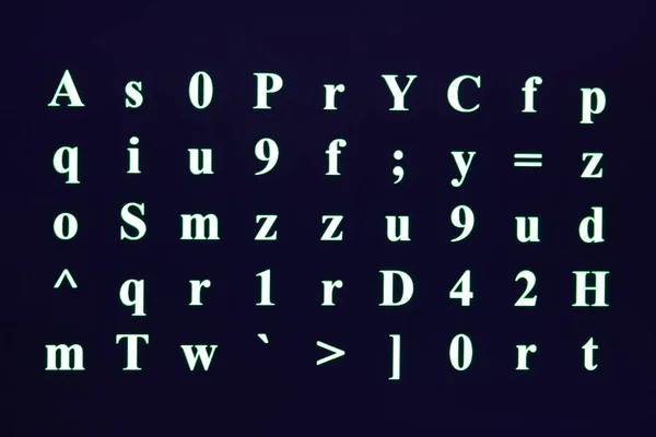 Зеленые Случайные Числа Буквы Черном Фоне Экрана Компьютера — стоковое фото