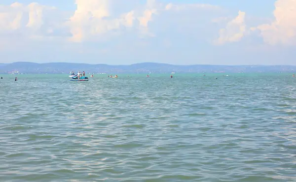 Озеро Балатон Крупнейшее Центральной Европе Венгрии Летом — стоковое фото
