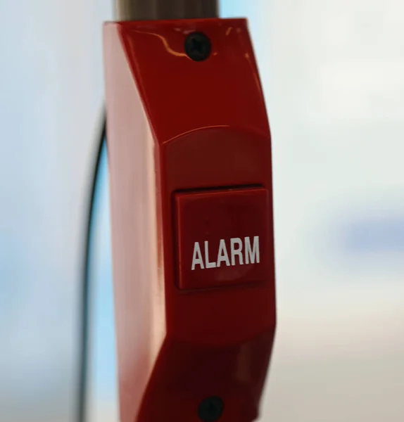 Botão Alarme Vermelho Para Pressionar Durante Situações Emergência Teclado — Fotografia de Stock