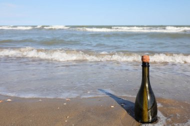 İçinde gizli bir mesaj olan karaya vurmuş şişe mi yoksa deniz kıyısında bir hazine haritası mı?