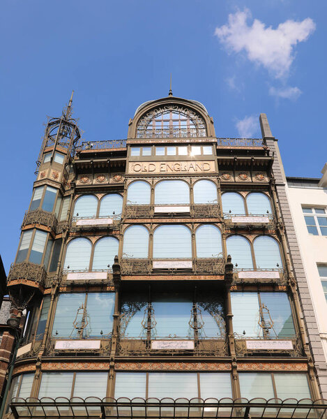 Brussels, B, Belgium - August 18, 2022: Facade of the Old England department store now is Musical Instruments Museum MIM