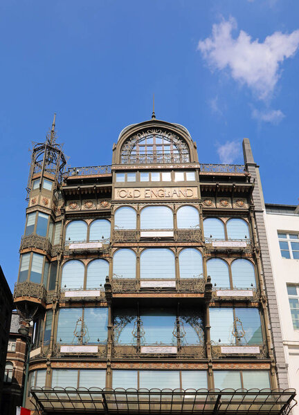 Brussels, B, Belgium - August 18, 2022: Facade of the Old England department store now is the Musical Instruments Museum MIM