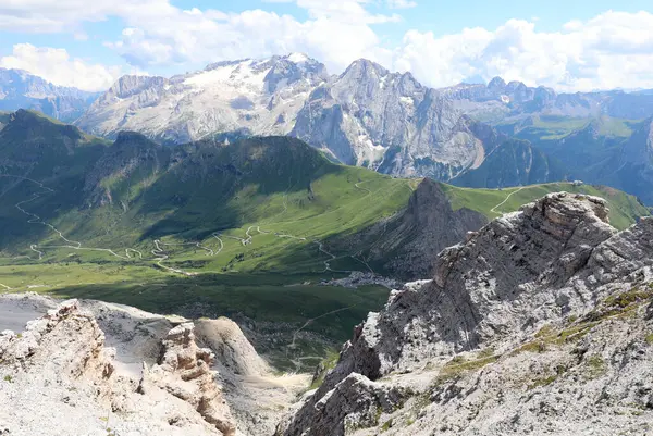 stock image amazing view of the Marmolada glacier seen from the North side in the Italian Dolomites in the European Alps in summer