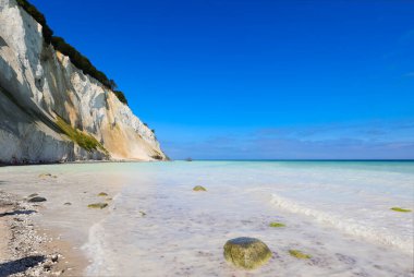 limestone and cliffs overlooking the turquoise Baltic sea in Denmark in Mons Klint Island clipart