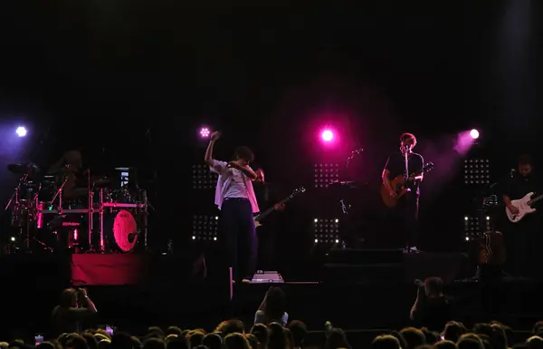 stock image Vicenza, VI, Italy - September 1, 2024: ERMAL META a famous singer and musician in live Concert on the stage