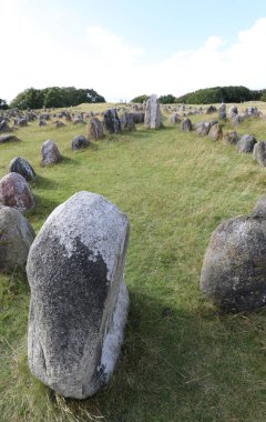 Aalborg, A, Danimarka - 25 Ağustos 2024 Lindholm Hoje bu da Hills 'in Viking mezarlığı ve eski yerleşim yeri olduğu anlamına gelir.