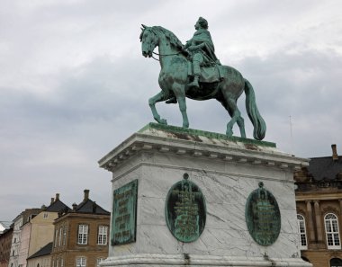 Copenhagen, COP, Denmark - August 22, 2024: equestrian statue of FRIDERICO QUINTO CLEMENTI  was King of Denmark and Norway clipart