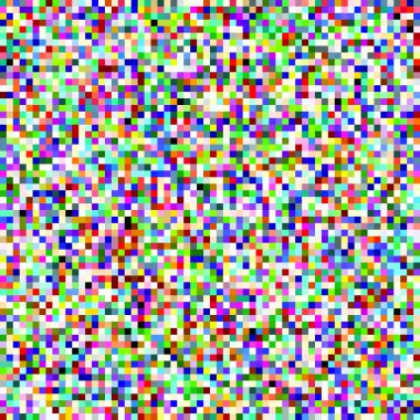 4096 küçük renkli karenin arka planı 64 'e 64 ızgara şeklinde sıralanmış yoğun renkli bir dama tahtası gibi