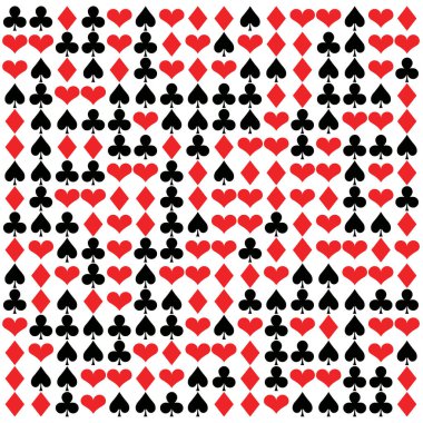 Kırmızı kalpli pek çok iskambil takımı kırmızı maça, kırmızı elmas ve siyah golf sopaları oyun ve bahis için ideal bir kavramdır.