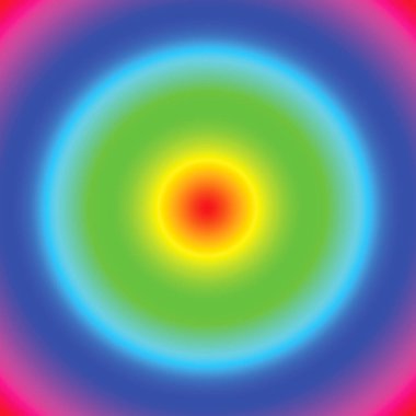 Merkezde kırmızıdan başlayıp çemberin kenarlarına doğru genişleyen bir renk gradyanı olan renkli arkaplan