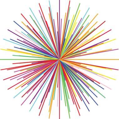 Merkezden beyaz bir yaprağın kenarlarına doğru yayılan bir çok renk çizgisi var.