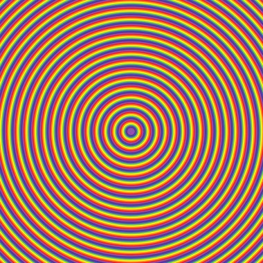 Neşeli bir optik yanılsama arka planı için mükemmel eşmerkezli parlak daireler