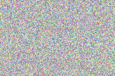 Beyaz arkaplanda rastgele renklerle sıralanmış binlerce küçük daire ve sütunlar.