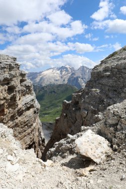 Landscape and Mountain called MARMOLADA with glacier in the European Alps in the mountain range DOLOMITES in Northern Italy in summer clipart