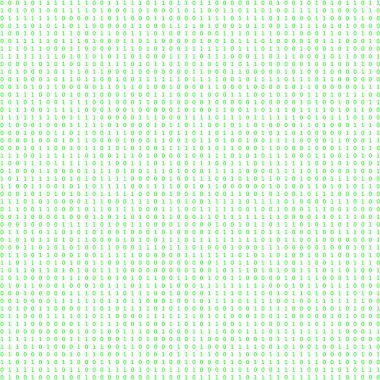 0 ve 1 numaralarının çoğu yeşil yazı tipi ve beyaz arkaplan ile rastgele dizilmiş.