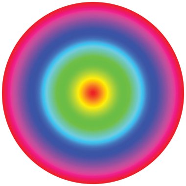 Renklerin farklı tonlarına sahip eş merkezli daireler, parlak kırmızı merkezli ve beyaz kenarlı.