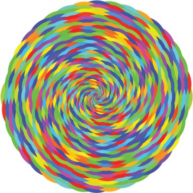 Rastgele renklerde eş merkezli sarmal, eğlence ve canlılık kavramı olarak idealdir.