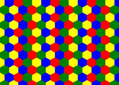 Arı kovanının hücreleri gibi birbirlerine bağlanmış renkli altıgenler.