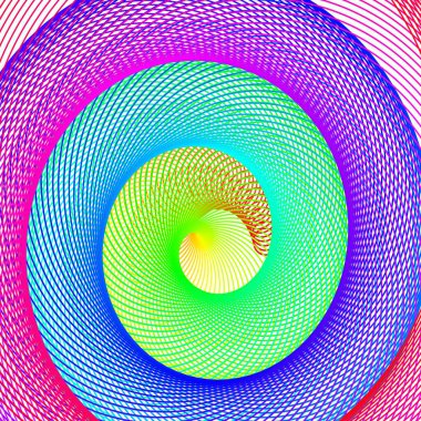 3D spiral wrapping toward the center with rainbow colors like a wide vortex clipart