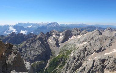 Yazın İtalya 'daki Avrupa ALPS Dağları' nda 3000 m yükseklikten panoramik manzara