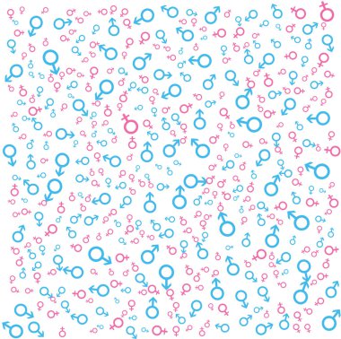 many symbols identifying male or female gender with blue and pink colors clipart