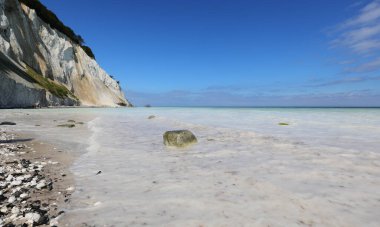 Immense limestone cliff being eroded by the sea and wind in the south of Denmark in the place called Mons Klint clipart