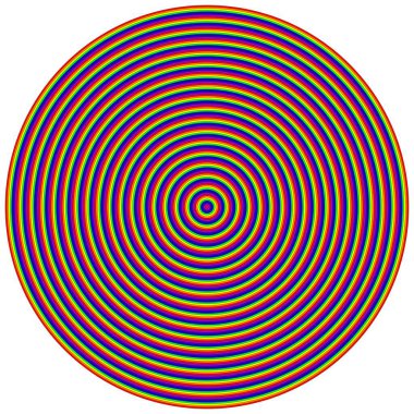 many concentric circles colored in rainbow hues with black circumferences on a white background clipart