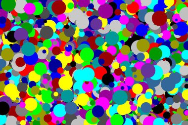 70 'li ve 80' li yıllara benzeyen beyaz bir arka planda çeşitli renklerde ve karışık boyutlarda birçok renkli çemberin arka planı