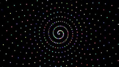 Pek çok küçük daireden yapılmış renkli spiral. Neredeyse hipnotize edici bir efektle siyaha dönüşüyor.