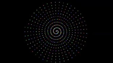 Bir çok küçük daireden yapılmış renkli spiral. Değişik şekillerde çizilmiş. Hipnotik bir efektle siyah ekranda dönüyor.