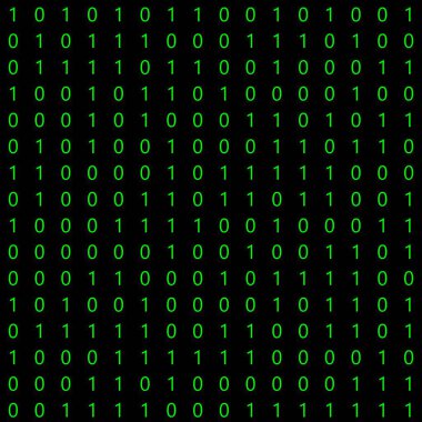 256 rastgele sıralanmış ikili sayı sıfır ve bir yeşil arka plan ideal bir veri şifreleme konsepti olarak 16 x 16 matris hücreleri üzerinde bilgisayar kodu