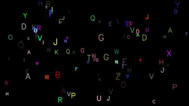 Ekranda görünen ve kaybolan alfabenin birçok harfi