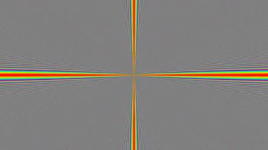 Renkli bir haçın optik etkisi yavaş yavaş bir dairenin içinde beliriyor.