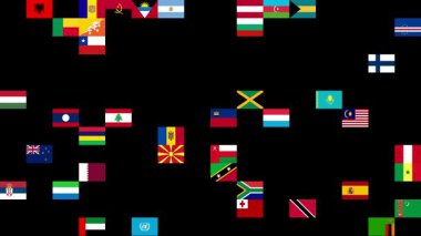 Bir ızgarada rastgele görünen Dünya Bayrakları