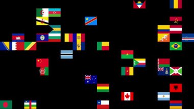 Rastgele bir ızgarada görünen dünya bayrakları