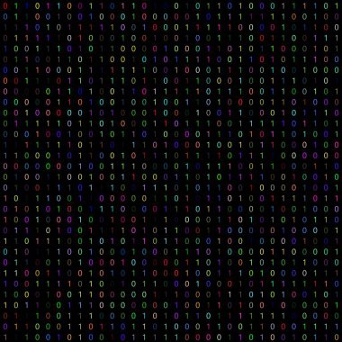 1024 sayı sıfır ve 32x32 'lik bir matrisin veri şifreleme ve bilgisayar kodu kavramı olarak siyah arkaplan üzerinde rastgele renkleri olan ikili sistemlerden biri.