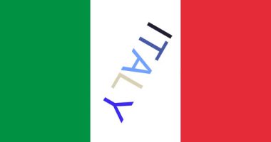 İtalyan bayrağı, ekseninde dönerken boyut olarak artan bu animasyon, ulusal kimlik ve büyümenin dinamik bir görsel temsili sunarak ikonik renkleri ve ülke adını ilgi çekici bir şekilde göstermektedir.