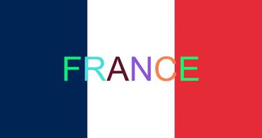 Fransız bayrağı, merkezinin etrafında dönerken genişleyen FRANCE metnini sunar. Bu görsel efekt, ulusal sembolün canlı bir tasviri ve görsel olarak ilgi çekici bir şekilde büyüme ve genişleme kavramını sunar.