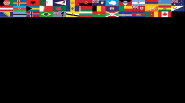 Hücrelerin keyfi yerlerine yerleştirilmiş 252 dünya bayrağının alfabetik diziliminde sergilenmesi, görsel olarak dağılmış ve dinamik bir sunumda uluslararası bayrakların geniş bir koleksiyonunu sunar.