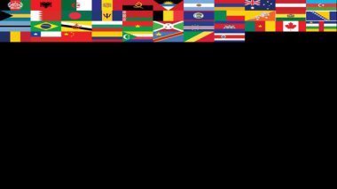 Dünyanın dört bir yanından gelen ülkeleri temsil eden bayrakların toplanması kolay tarama ve kimlik tespiti için alfabetik sıraya göre sıralanmış geniş bir şebeke şeklinde sunulmuştur.