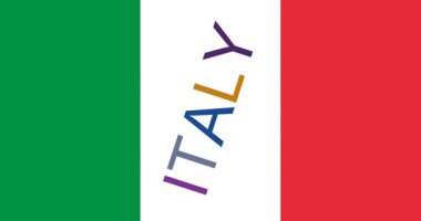Ulusal temalar için ideal arka planda İtalyan üç renkli bayrağı ile büyüyen ve renk değiştiren metin italisiName
