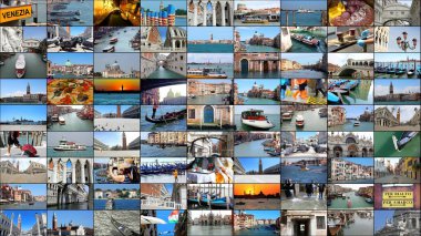 VENICE 'in 81 resimli kolajı İtalya' da 9x9 görüntü şebekesi