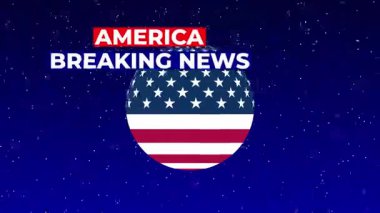 BREAKING NEWS sözcükleri büyük bir yazı tipinde gösterilir Dünya 'nın bir tasviri olarak kıtaları renkli ve parıltılı arka planda dönerek dramatik bir görsel duyuru oluşturur.