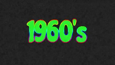 Gri tonlarla siyah ve görsel gürültü bozulması efektlerini birleştiren arkaplan üzerindeki merkezi harfler vuruşları birleştirirken, aralıksız olarak farklı renklerde döngü oluşturan bir kenarı gösteren, yazı tipi c ile hazırlanmış cesur bir 1960 stil tipografik ögesi.