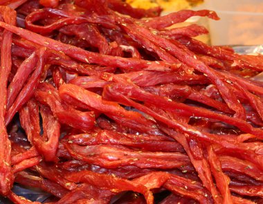 Orta İtalya ve Roma 'nın tipik bir tabağı olan rezene tohumları ile COPPIETTE adı verilen kurutulmuş et.